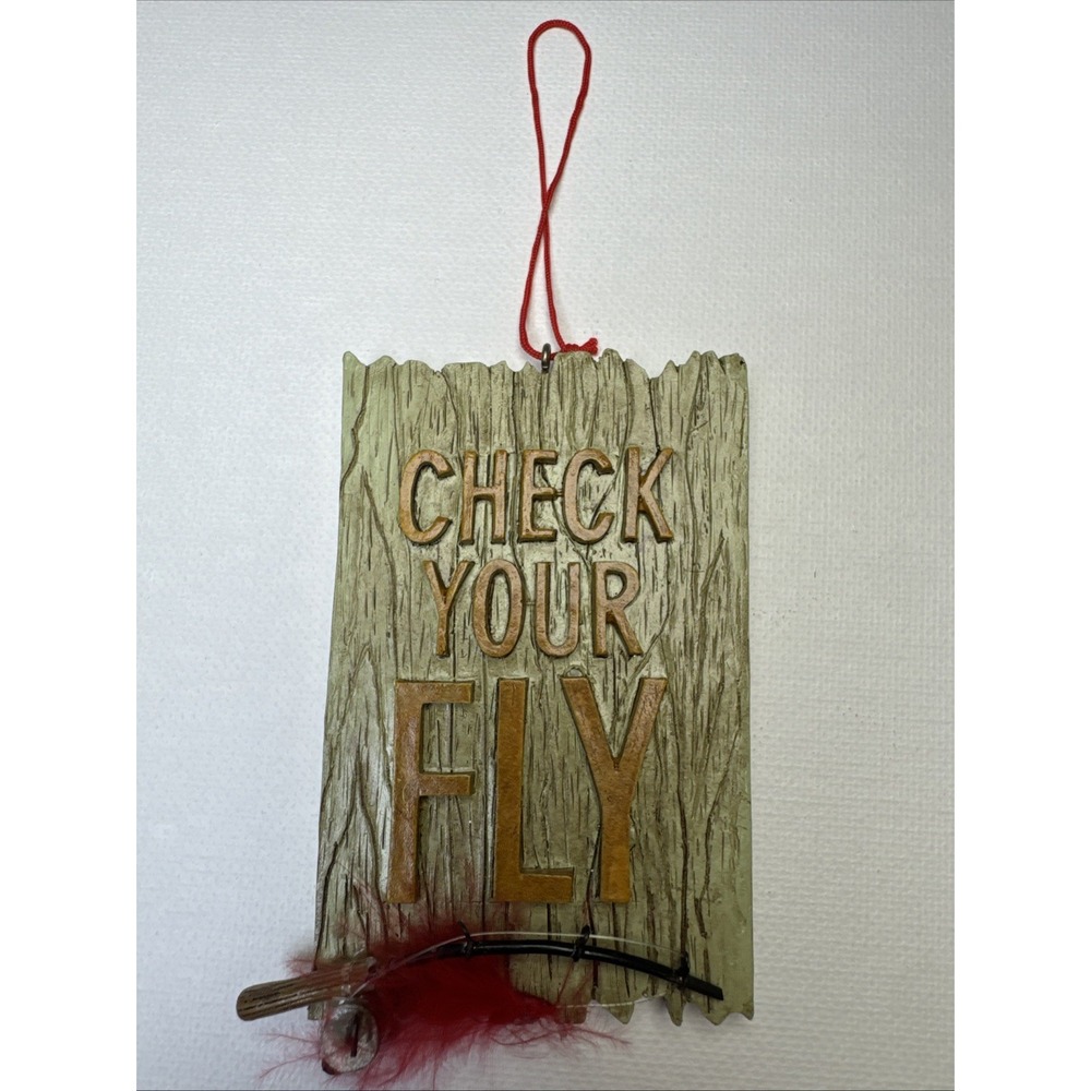 🎄 Check‎ Your Fly Christmas Ornament Funny Fishing Decor Gift Rustic Humor